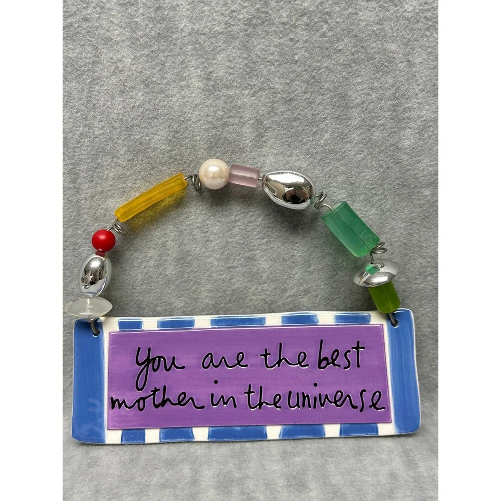You Are Best‎ Mother VTG Sign Department 56 Ceramic w/Colorful Beads Decorative